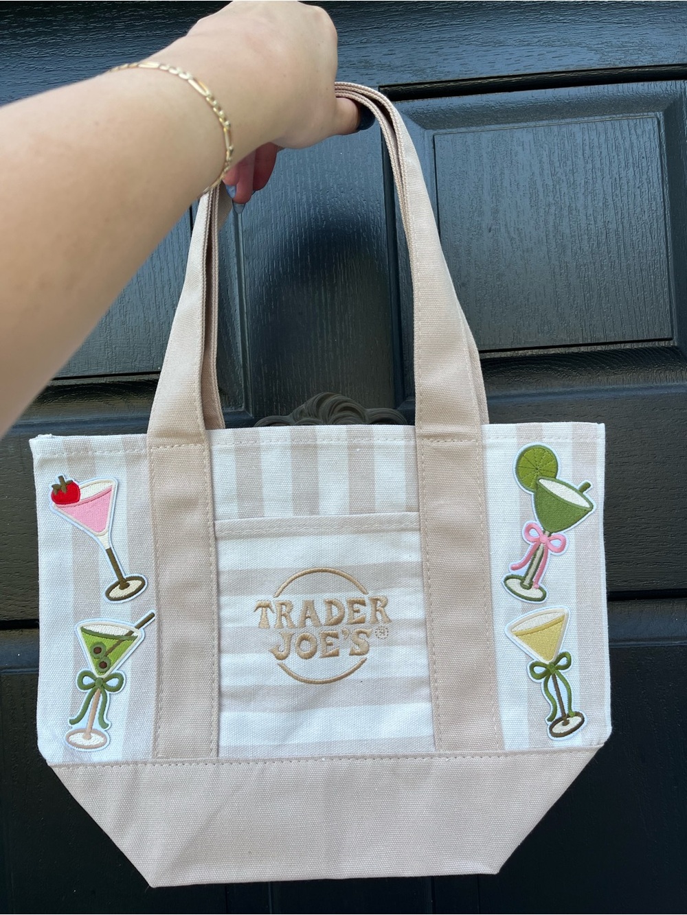 ✨ Viral Trader Joe’s Striped Mini ‘Tini Time Tote 🍸 in Desert Sand - Customized